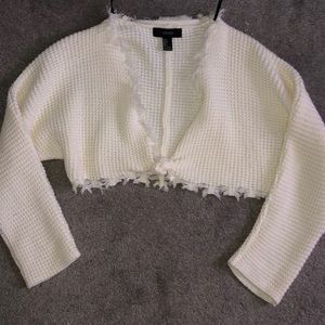 Cropped V-neck Knit Sweater